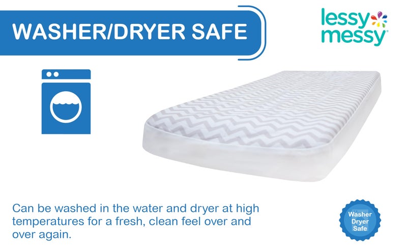 Lessy Messy Waterproof Leak-Proof Diaper Changing Pad Cover â€“ Fits Standard 32Ã—16Ã—4 in Pads â€“ Soft, Absorbent Material with Snug Elastic Edges â€“ Unique Machine Wash & Dryer Safe - (Gray) - Image 5
